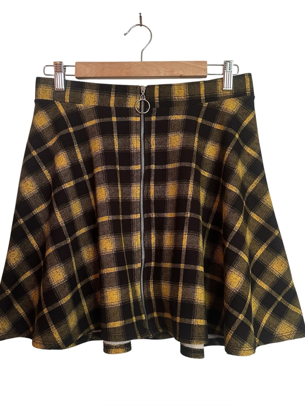 Midnight Hour Black and Yellow Mini Skirt Large
